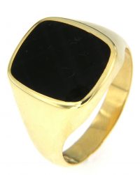Gouden zegelring met zwart onyx bij Juweliershuis Verbree