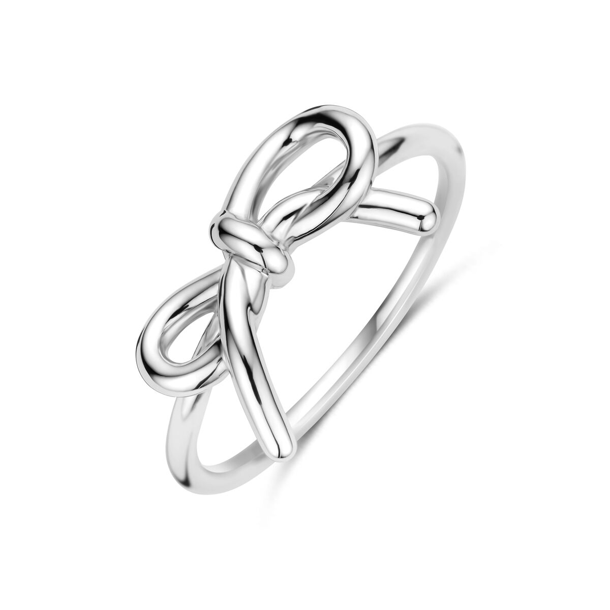 Zilveren ring in de vorm van een elegante strik