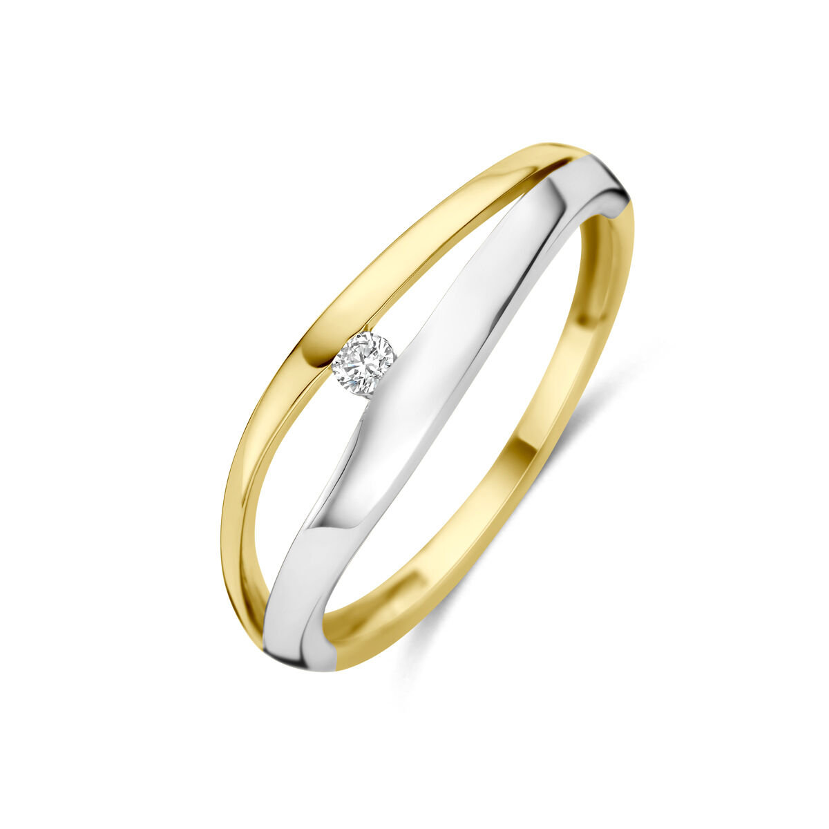 Bicolor ring met diamant – Tijdloze elegantie